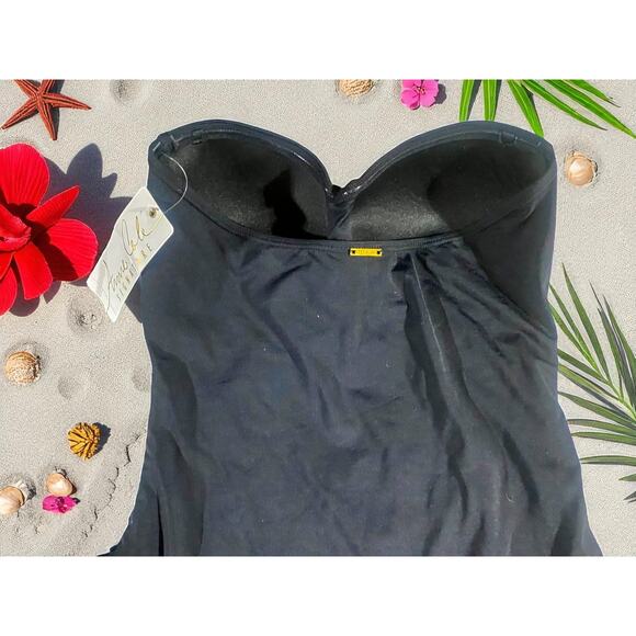 Anne Cole Black Strapless Swimsuit Women's Size 12 Black One Piece New With Tags - Picture 9 of 11